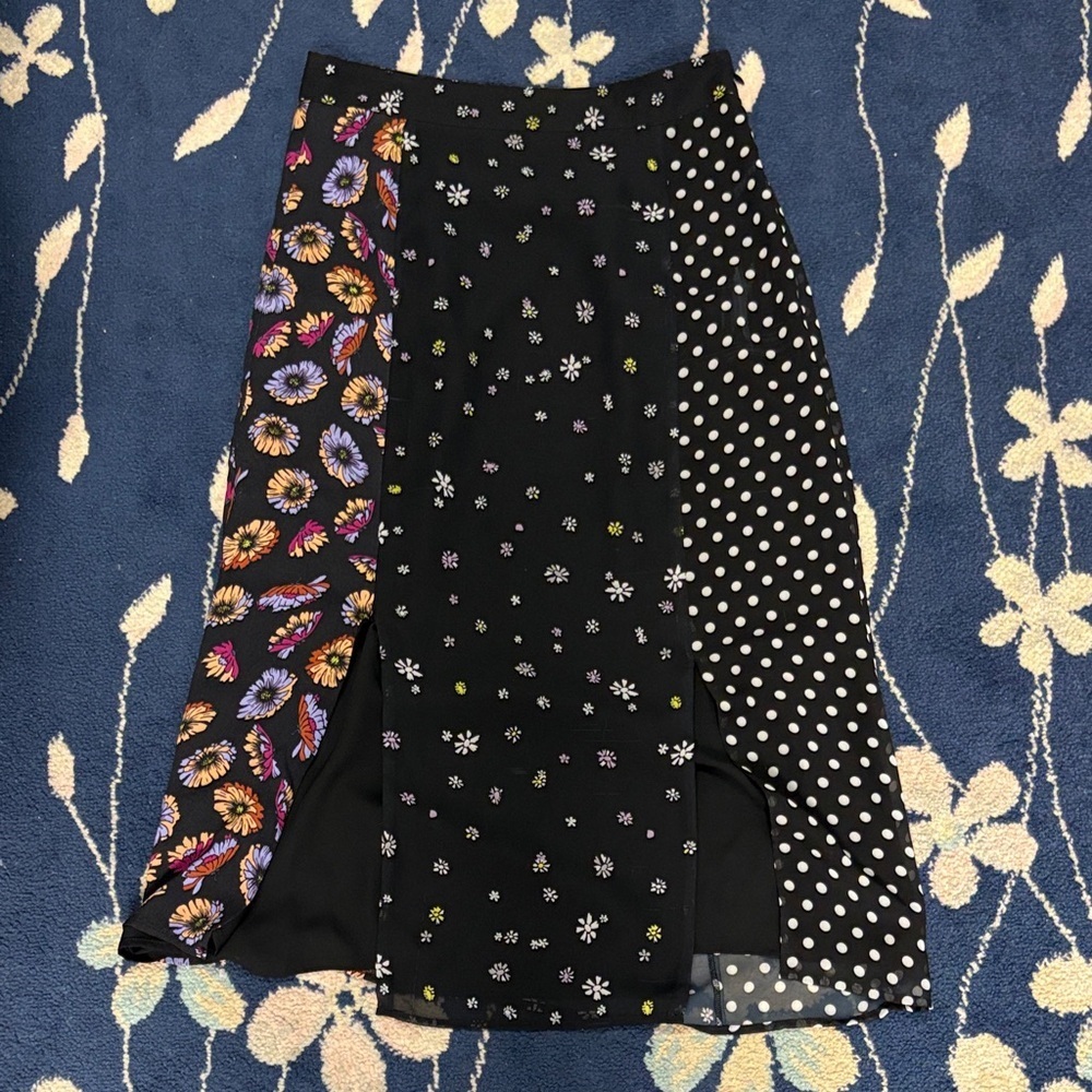 Kachel x Anthropologie Black Mixed Print Long Skirt